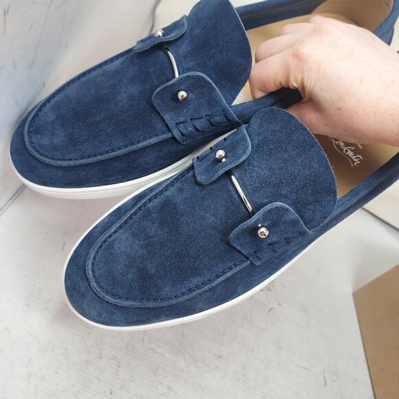 Christian Louboutin Chambeliboat Blue Suede MENS Boat Shoe - Picture 5 of 11